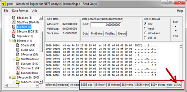 Data tabs