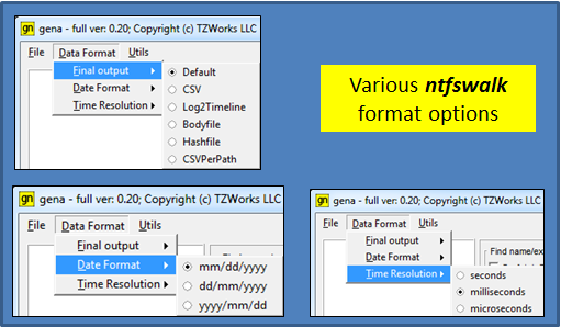 Output format options