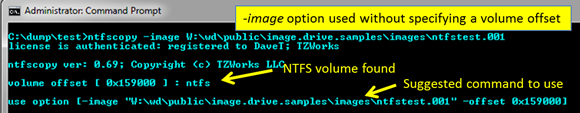 NTFS volume offset enumeration