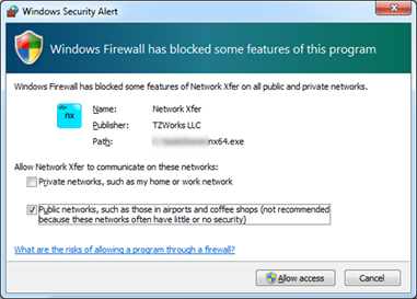 Windows Firewall Alert